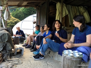 Enjoying tea on the farm